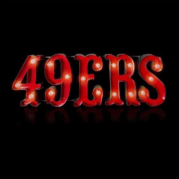 San Francisco 49ers Lighted Recycled Metal Wordmark Logo Sign NFL 3