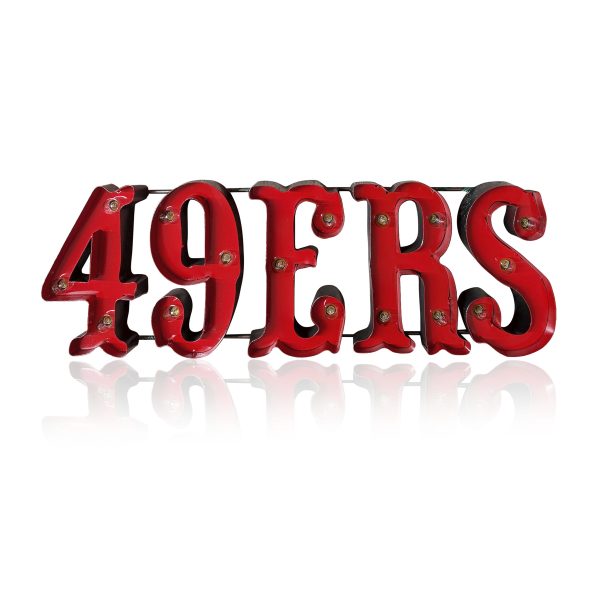 San Francisco 49ers Lighted Recycled Metal Wordmark Logo Sign NFL 4