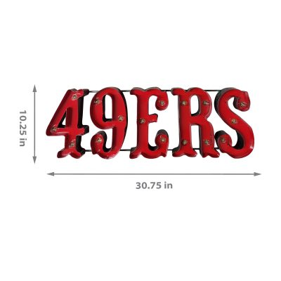 San Francisco 49ers Lighted Recycled Metal Wordmark Logo Sign NFL