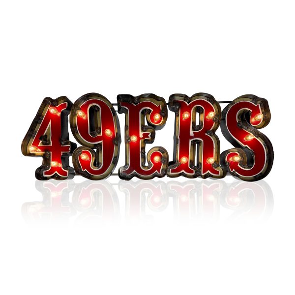 San Francisco 49ers Lighted Recycled Metal Wordmark Logo Sign NFL 5