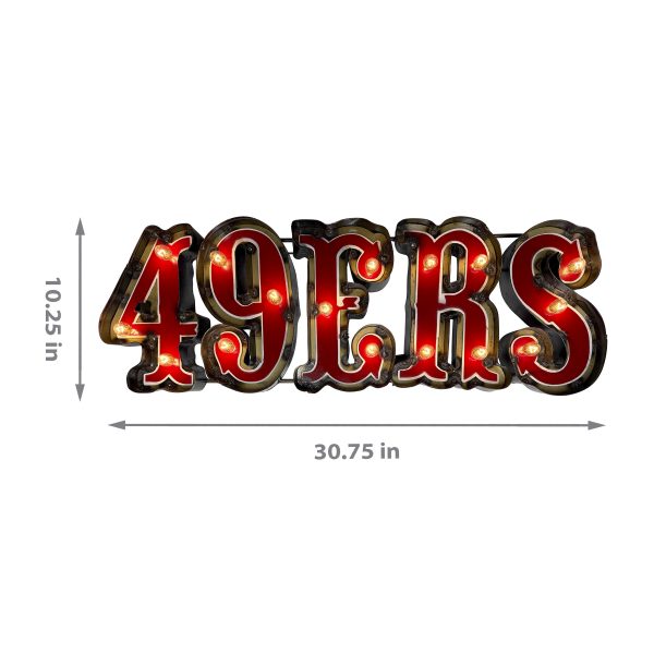 San Francisco 49ers Lighted Recycled Metal Wordmark Logo Sign NFL 7
