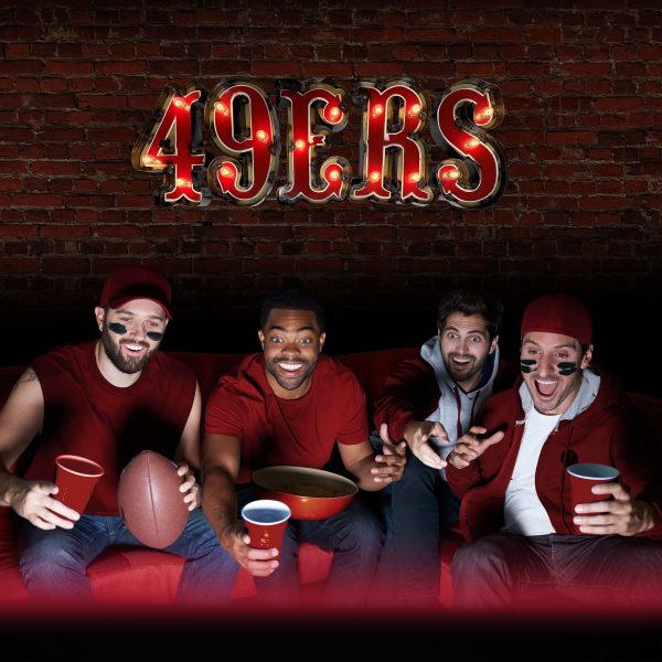San Francisco 49ers Lighted Recycled Metal Wordmark Logo Sign NFL 8