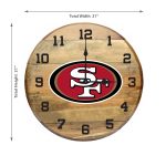 San Francisco 49ers Oak Barrel Clock Made from Whiskey Barrel