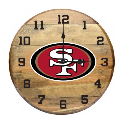 San Francisco 49ers Oak Barrel Clock Made from Whiskey Barrel