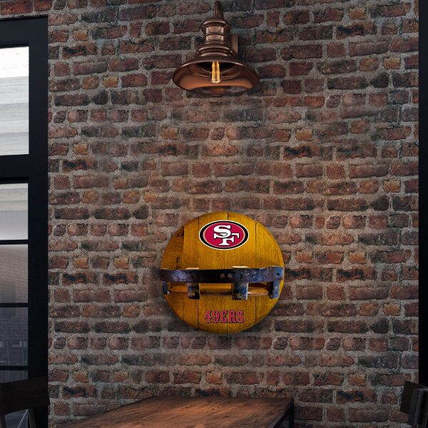 San Francisco 49ers San Collection Oak Whiskey Barrel Bar Shelf 2