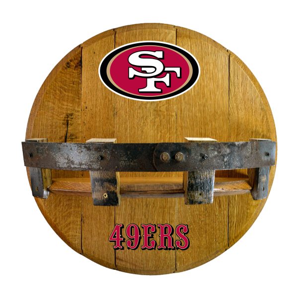 San Francisco 49ers San Collection Oak Whiskey Barrel Bar Shelf