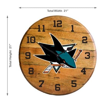 San Jose Sharks Oak Barrel Clock