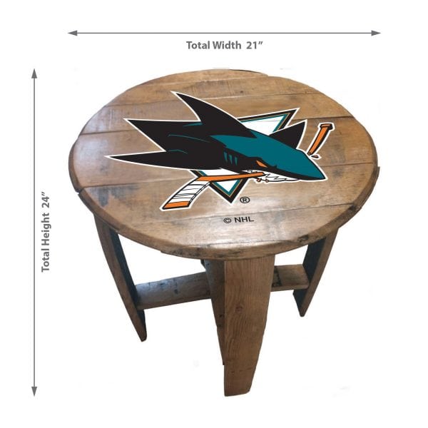 San Jose Sharks Oak Barrel Table 2