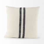 Sandra 18 x 18 Beige With Blue Stripes Decorative Pillow Cover