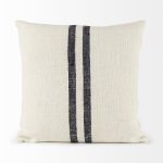 Sandra 18 x 18 Beige With Blue Stripes Decorative Pillow Cover