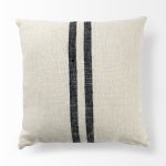 Sandra 18 x 18 Beige With Blue Stripes Decorative Pillow Cover
