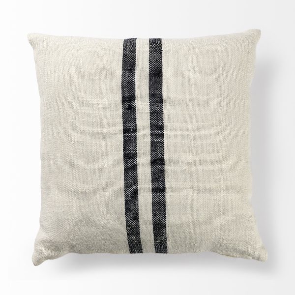 Sandra 18 x 18 Beige With Blue Stripes Decorative Pillow Cover 5