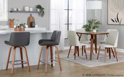 Santi 25 Mid-Century Modern Grey Swivel Stool (Set of 2)