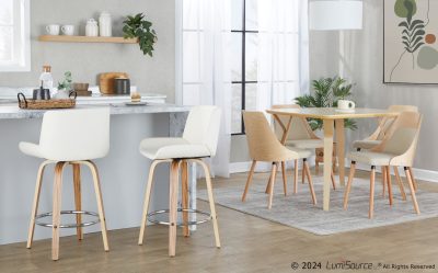 Santi 25 Mid-Century Zebra/White Swivel Counter Stools (Set of 2)