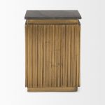 Satima Black Marble w/ Gold Metal Square Fluted Accent Table