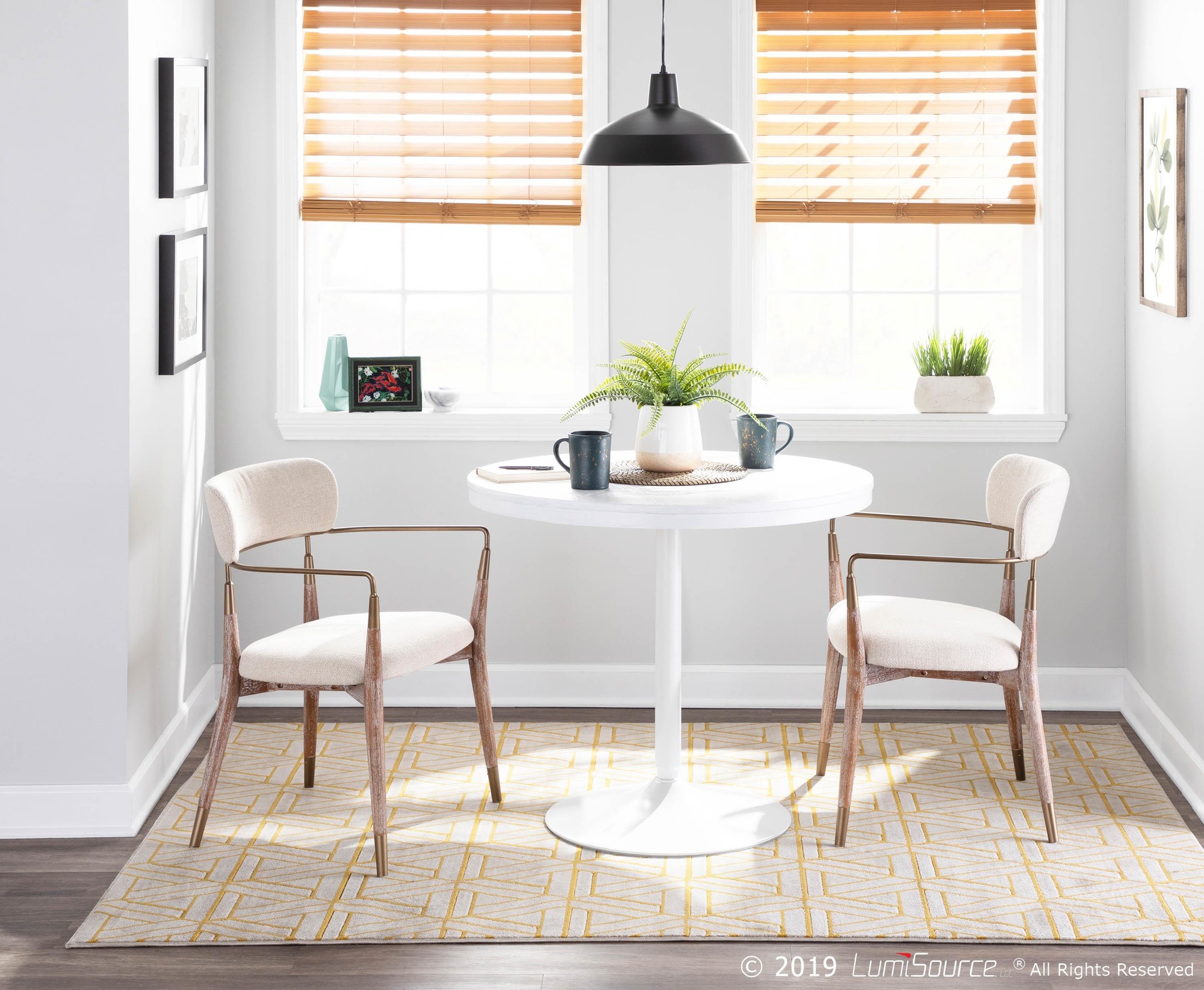 Savannah Contemporary Cream and White Dining Chairs (Set of 2) 2 Savannah Contemporary Cream and White Dining Chairs (Set of 2) - Image 2