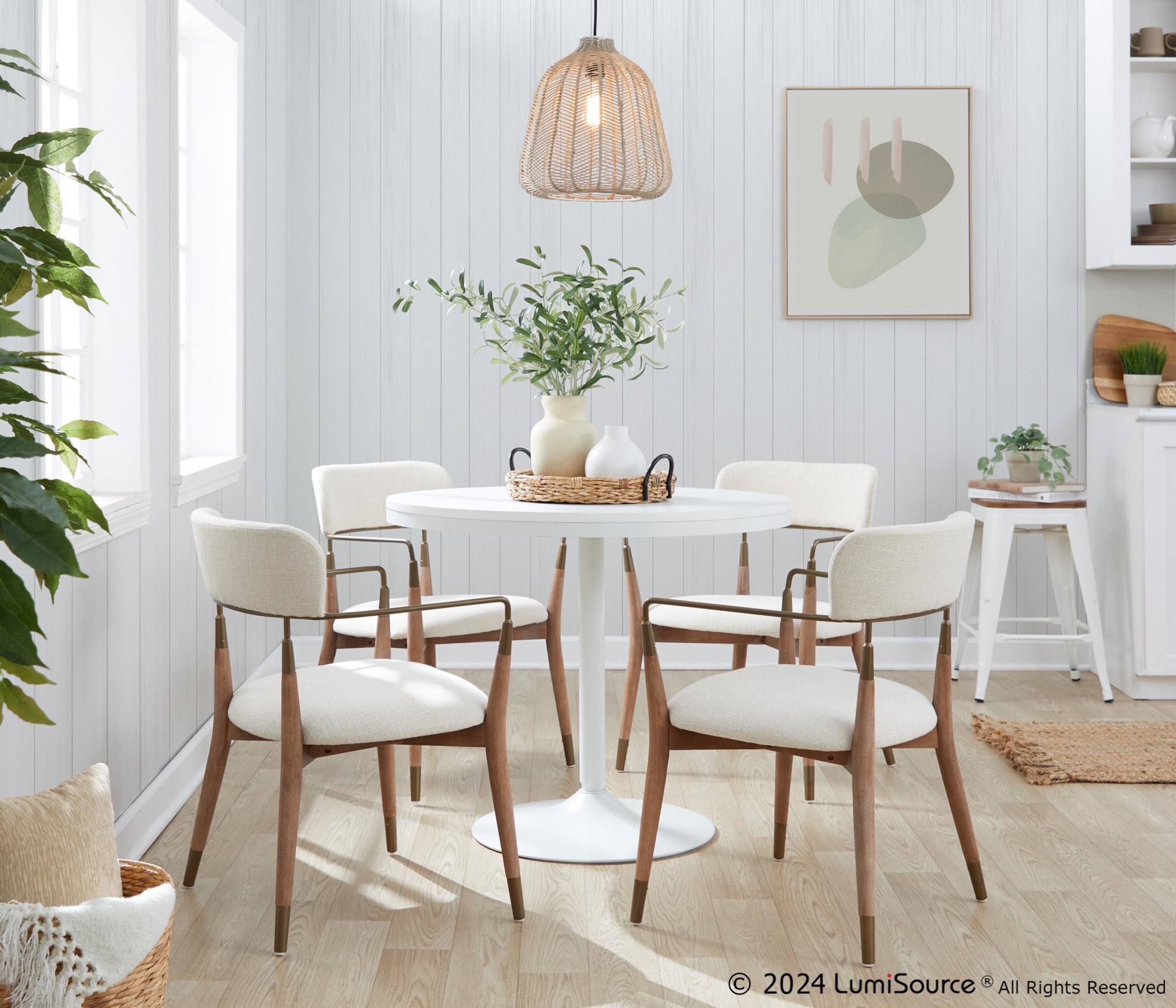 Savannah Contemporary Cream and White Dining Chairs (Set of 2) 4 Savannah Contemporary Cream and White Dining Chairs (Set of 2) - Image 4
