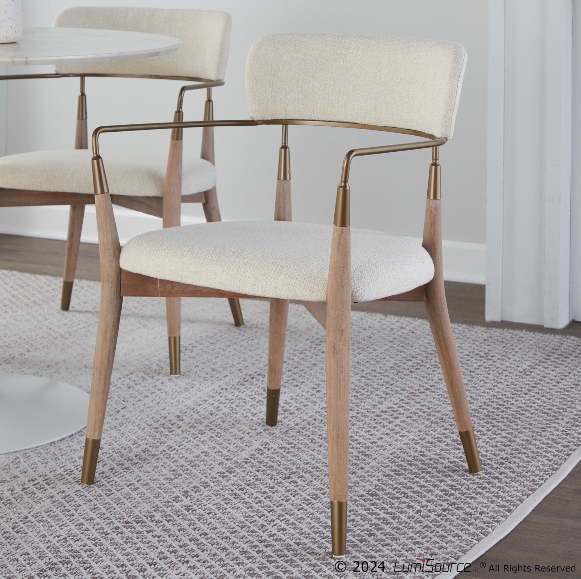 Savannah Contemporary Cream and White Dining Chairs (Set of 2) 6 Savannah Contemporary Cream and White Dining Chairs (Set of 2) - Image 6