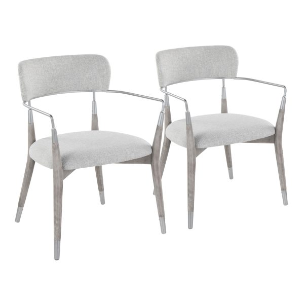 Savannah Contemporary Grey Wood and Fabric Chairs Set of 2 Set of 2 3