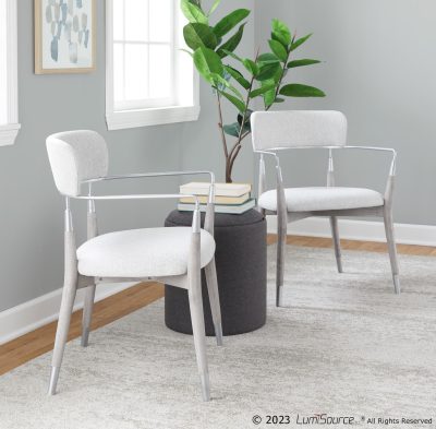 Savannah Contemporary Grey Wood and Fabric Chairs (Set of 2) (Set of 2)