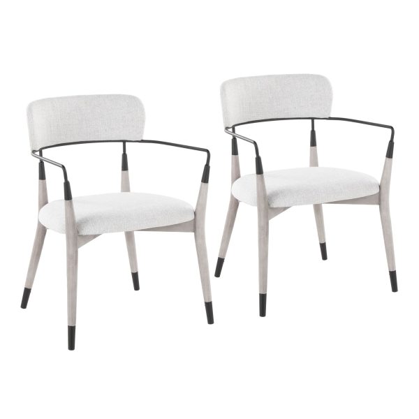 Savannah Contemporary Grey Wood and Fabric Chairs with Metal Accents Set of 2 Set of 2 1