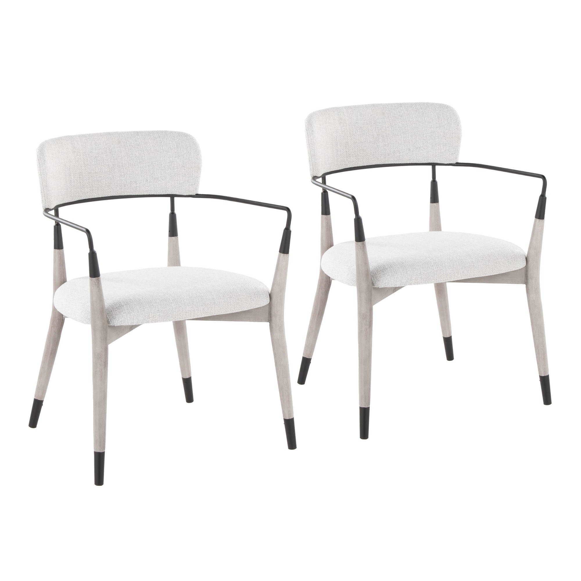 Savannah Contemporary Grey Wood and Fabric Chairs with Metal Accents (Set of 2) (Set of 2) 2 Savannah Contemporary Grey Wood and Fabric Chairs with Metal Accents (Set of 2) (Set of 2) - Image 2