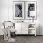 Savannah White Fir Veneer & Gray Metal 3-Door Accent Cabinet