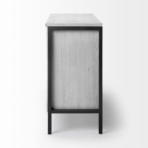 Savannah White Fir Veneer Gray Metal 3 Door Accent Cabinet 3