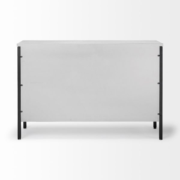 Savannah White Fir Veneer Gray Metal 3 Door Accent Cabinet 4