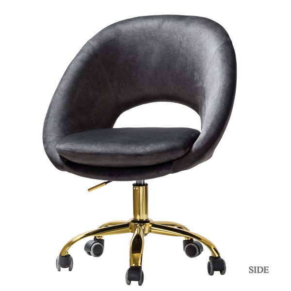 Savas Charcoal Velvet Cutout Adjustable Height Swivel Task Chair