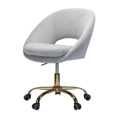 Savas Grey Velvet Cutout Modern Adjustable Height Swivel Task Chair