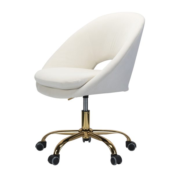 Savas Ivory Velvet Cutout Adjustable Height Swivel Task Chair