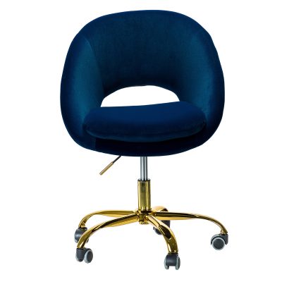 Savas Navy Velvet Cutout Swivel Adjustable Height Task Chair