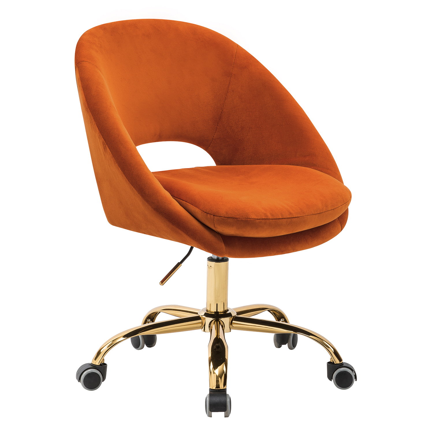 Savas Orange Velvet Cutout Swivel Adjustable Height Task Chair 2 Savas Orange Velvet Cutout Swivel Adjustable Height Task Chair - Image 2