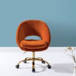 Savas Orange Velvet Cutout Swivel Adjustable Height Task Chair 6 Savas Orange Velvet Cutout Swivel Adjustable Height Task Chair