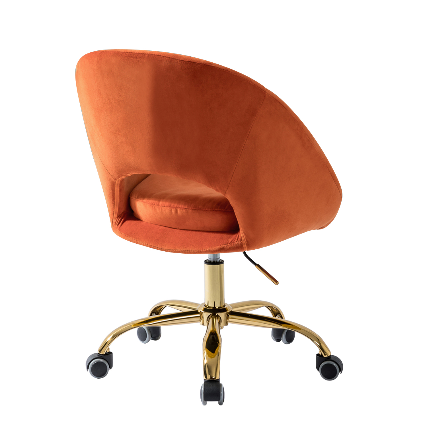 Savas Orange Velvet Cutout Swivel Adjustable Height Task Chair 3 Savas Orange Velvet Cutout Swivel Adjustable Height Task Chair - Image 3