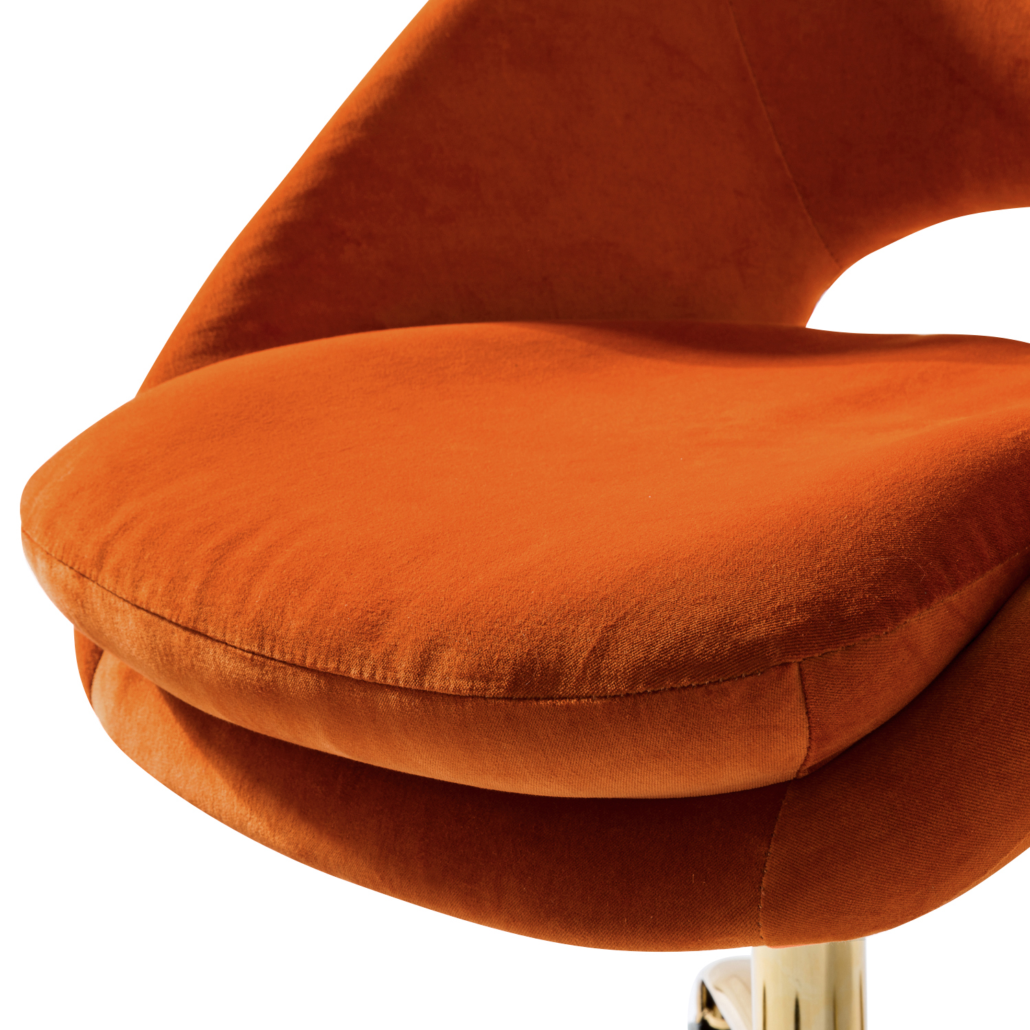 Savas Orange Velvet Cutout Swivel Adjustable Height Task Chair 5 Savas Orange Velvet Cutout Swivel Adjustable Height Task Chair - Image 5