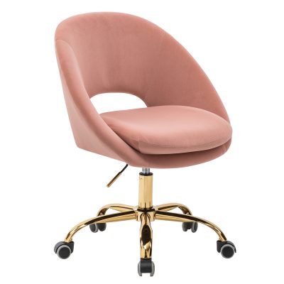 Savas Pink Velvet Cutout Swivel Adjustable Height Task Chair