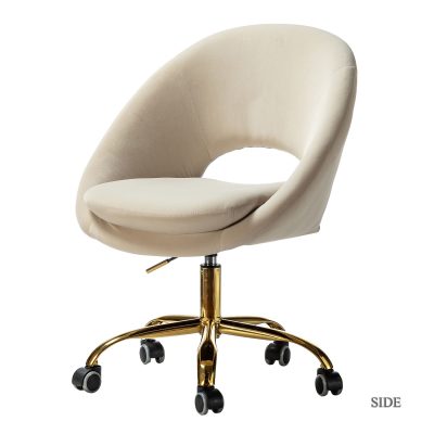 Savas Tan Velvet Cutout Modern Adjustable Height Task Chair