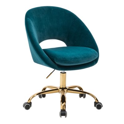 Savas Teal Velvet Cutout Modern Adjustable Height Task Chair