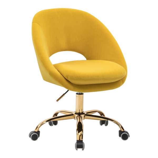 Savas Yellow Velvet Cutout Swivel Adjustable Height Task Chair