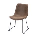 Sawyer I Brown Faux-Leather Seat BlackIron Frame Dining Chair
