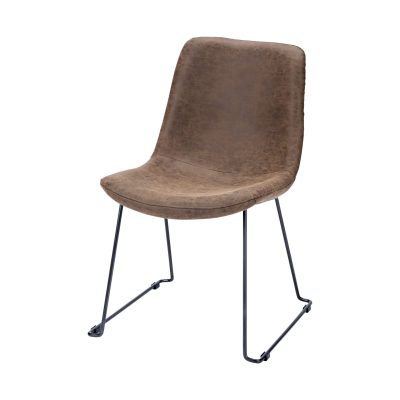 Sawyer I Brown Faux-Leather Seat BlackIron Frame Dining Chair