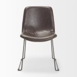 Sawyer I Dark Brown Faux-Leather Seat Black Iron Frame Dining Chair