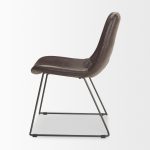 Sawyer I Dark Brown Faux-Leather Seat Black Iron Frame Dining Chair