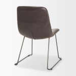 Sawyer I Dark Brown Faux-Leather Seat Black Iron Frame Dining Chair