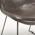 Sawyer I Dark Brown Faux-Leather Seat Black Iron Frame Dining Chair