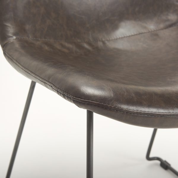 Sawyer I Dark Brown Faux Leather Seat Black Iron Frame Dining Chair 9