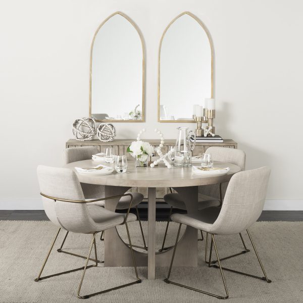 Sawyer II Beige Fabric Wrap Gold Metal Frame Dining Chair 2