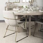 Sawyer II Beige Fabric Wrap Gold Metal Frame Dining Chair